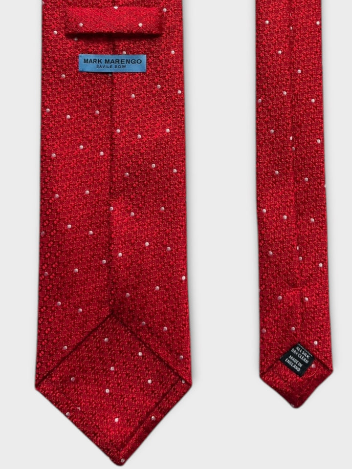 Red & White Dot Jacquard Silk Tie