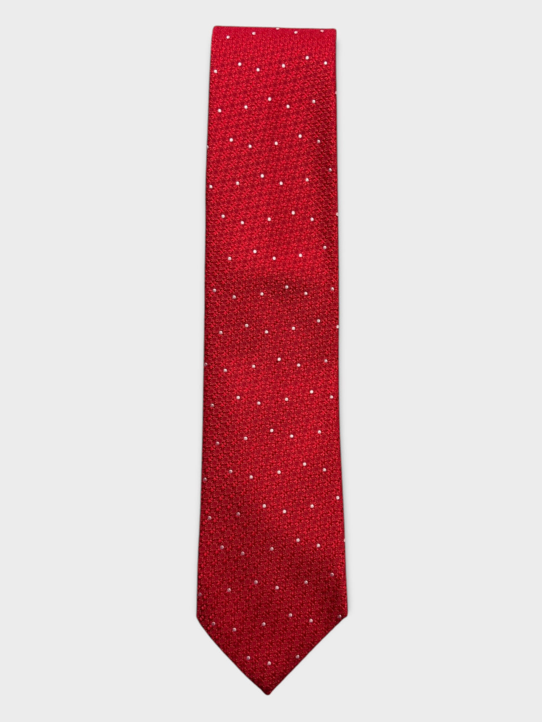 Red & White Dot Jacquard Silk Tie