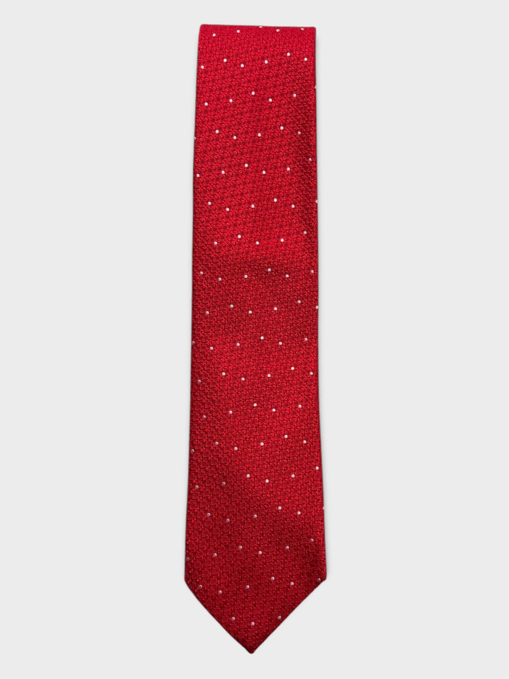 Red & White Dot Jacquard Silk Tie