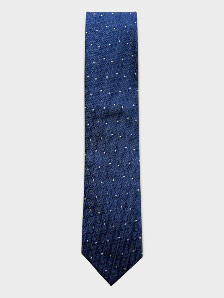 Blue & White Dot Jacquard Silk Tie
