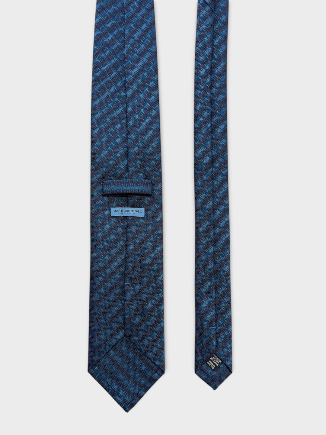 Blue Geometric Stripe Jacquard Silk Tie