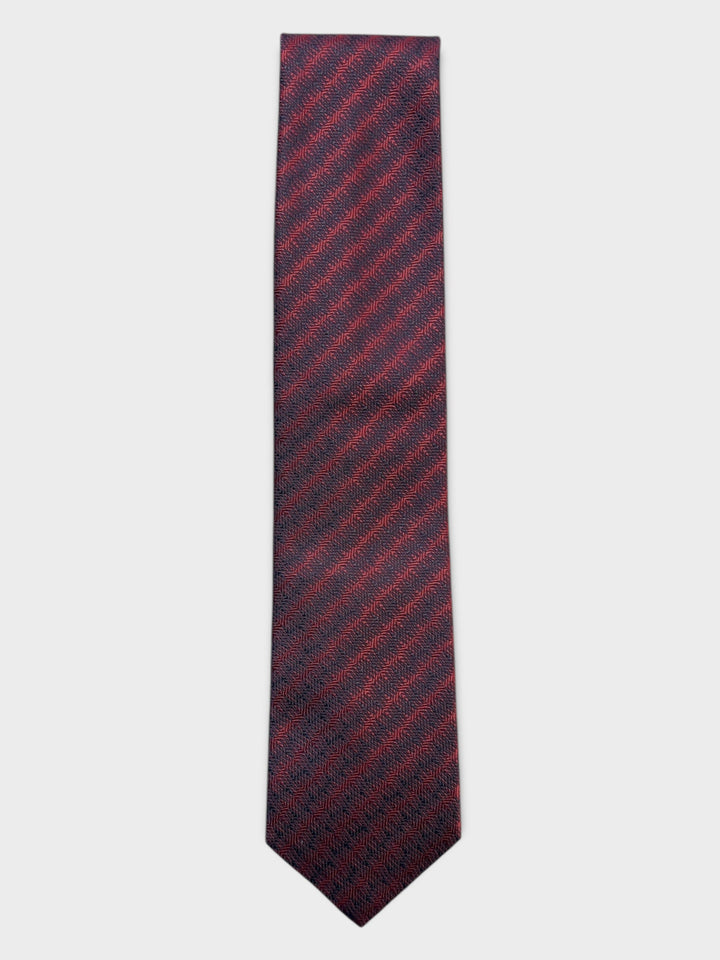 Red Geometric Stripe Jacquard Silk Tie
