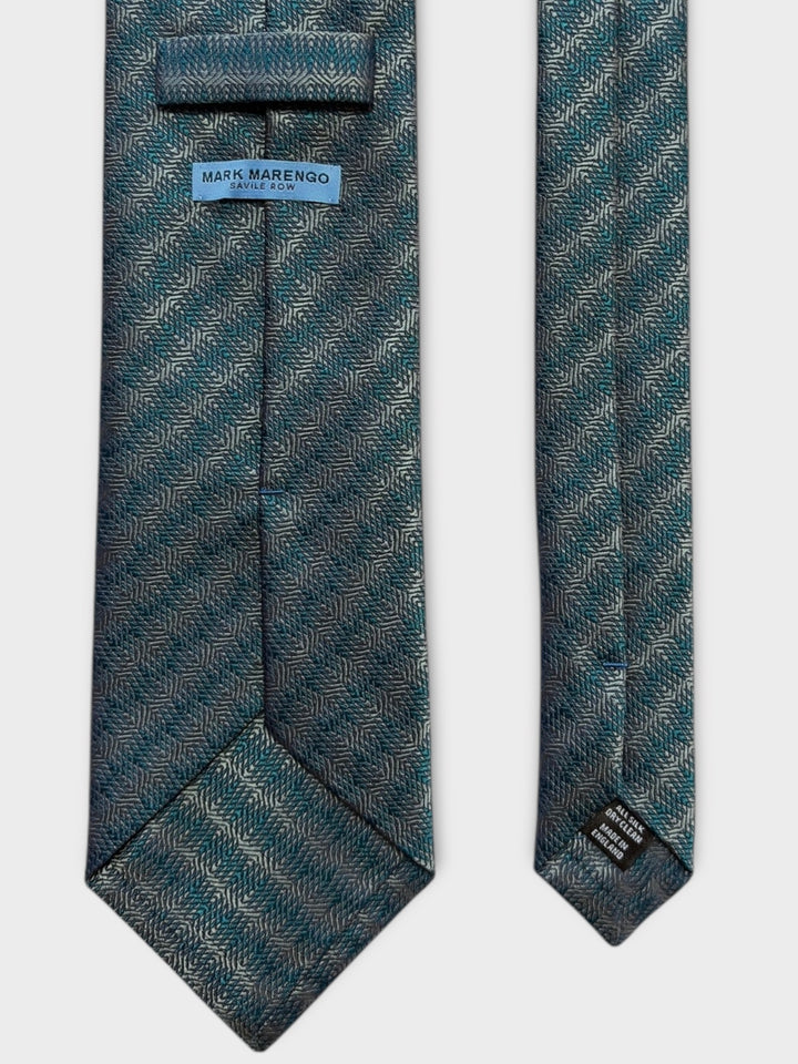 Teal Geometric Stripe Jacquard Silk Tie