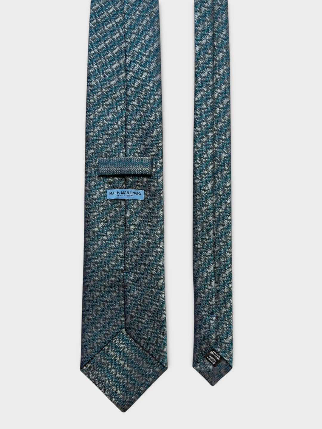 Teal Geometric Stripe Jacquard Silk Tie