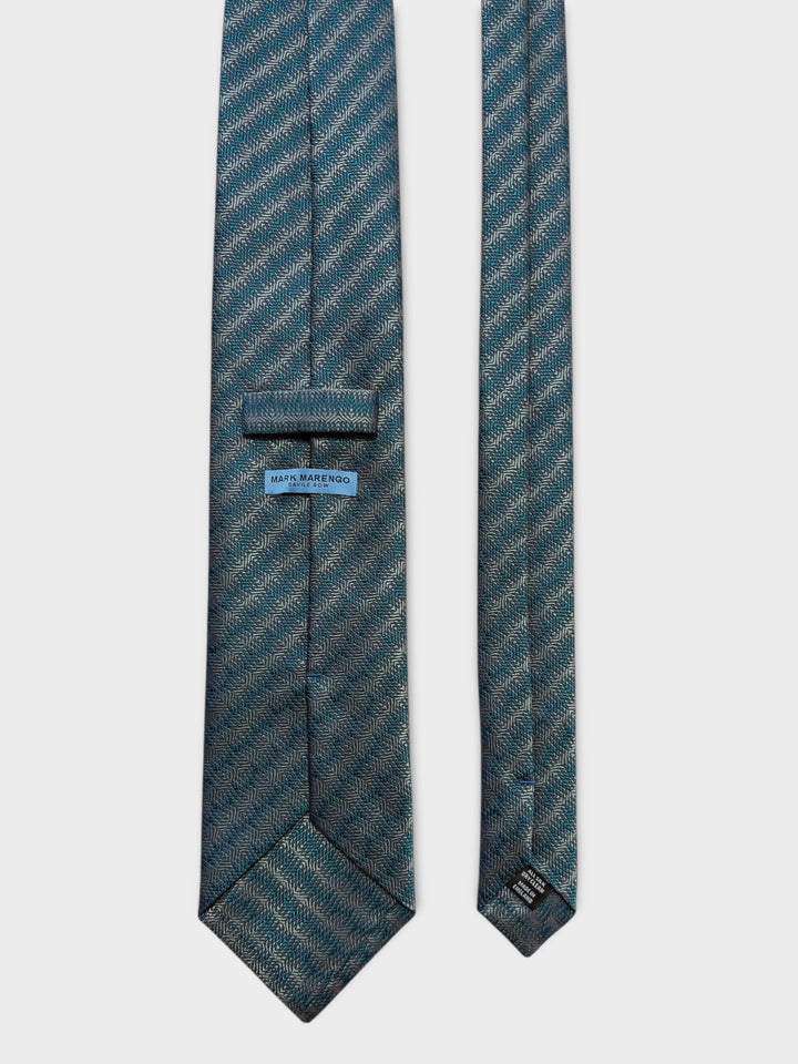 Teal Geometric Stripe Jacquard Silk Tie