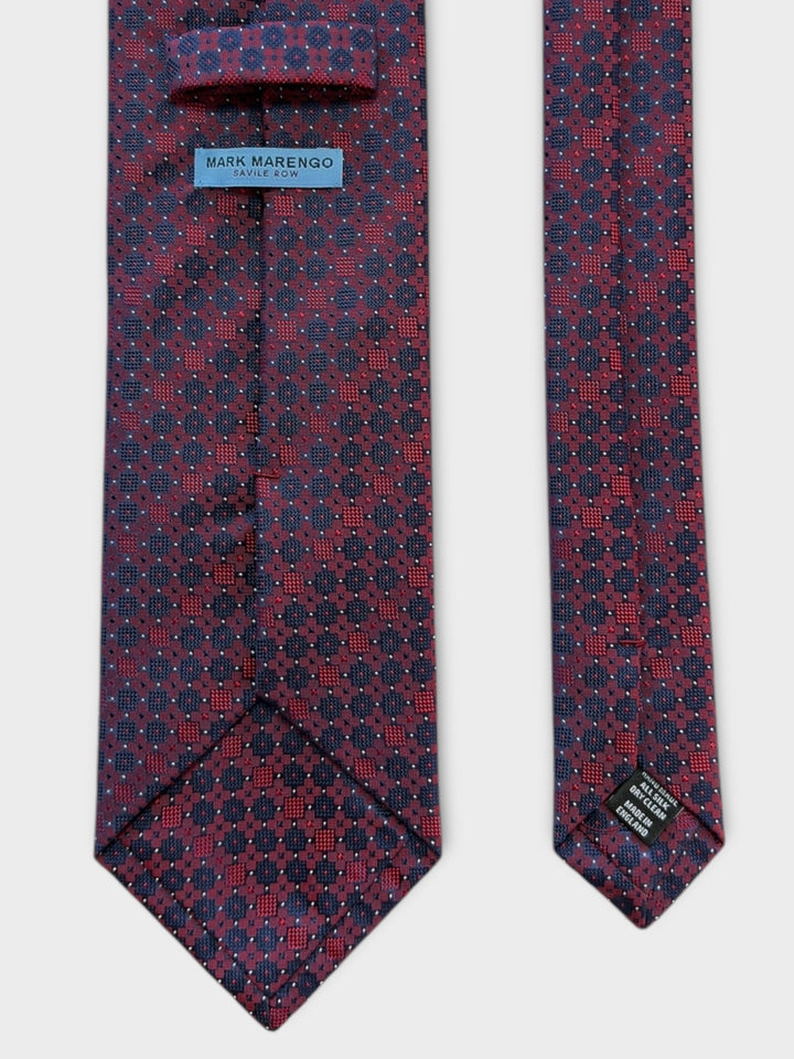 Red Geometric Square Jacquard Silk Tie