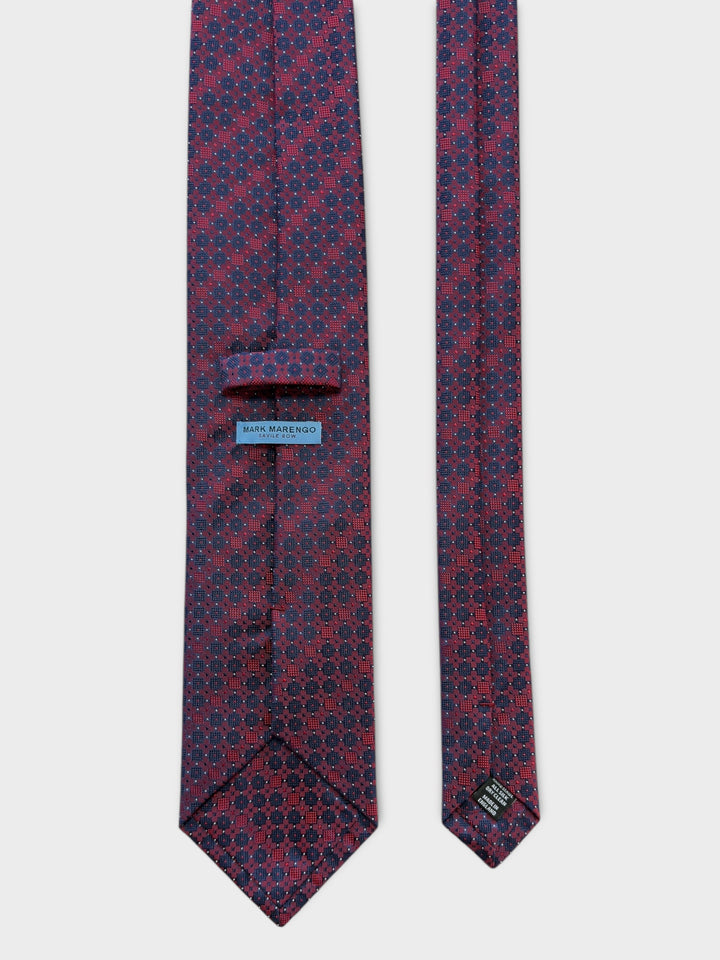 Red Geometric Square Jacquard Silk Tie
