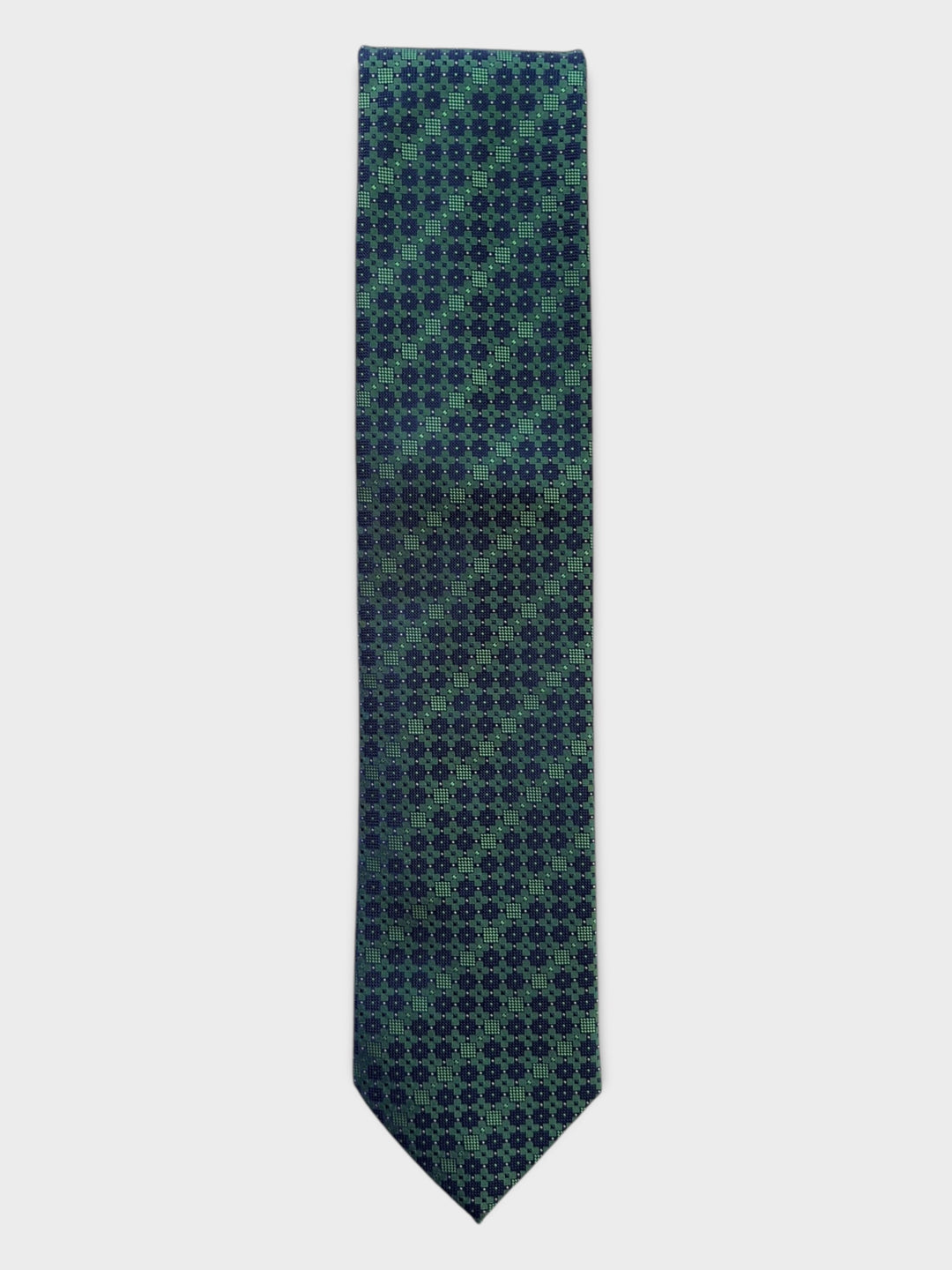 Green Geometric Square Jacquard Silk Tie