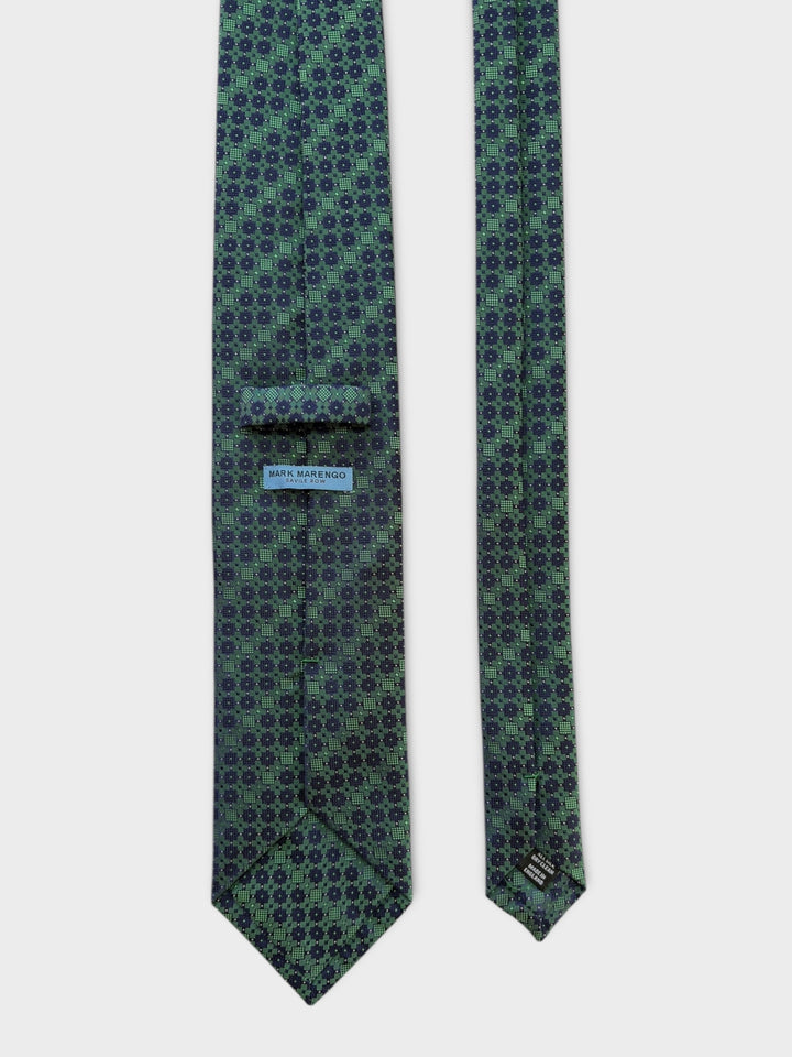 Green Geometric Square Jacquard Silk Tie