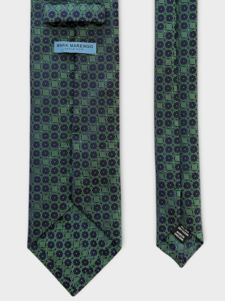 Green Geometric Square Jacquard Silk Tie