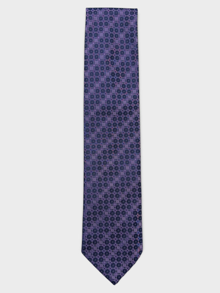 Lilac Geometric Square Jacquard Silk Tie