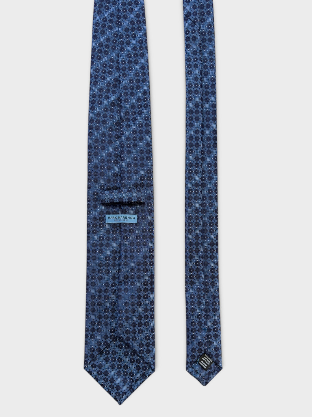 Blue Geometric Square Jacquard Silk Tie