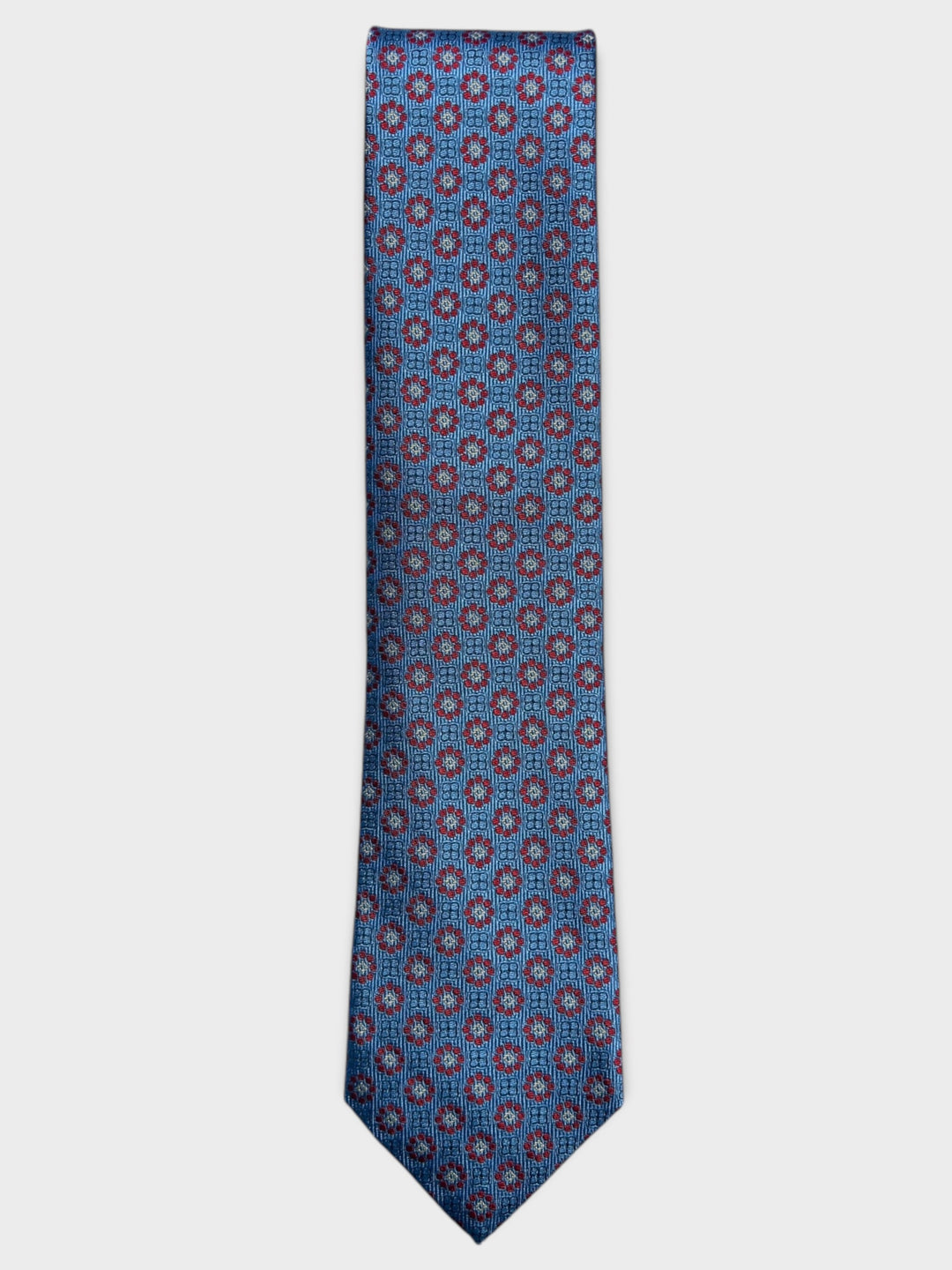 Pale Blue Flower Butterfly Jacquard Silk Tie