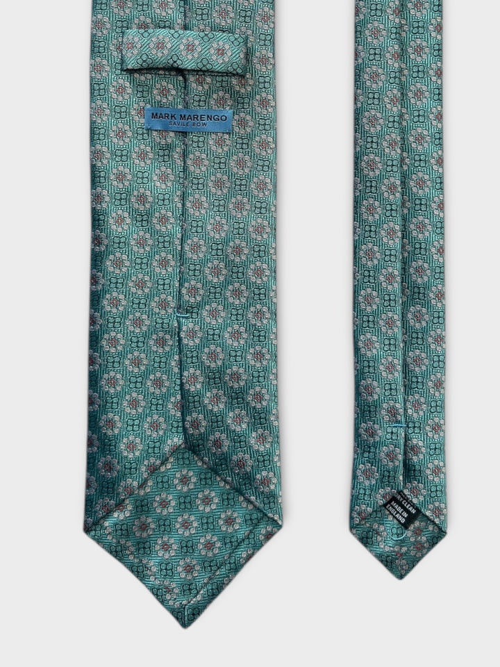 Teal Flower Butterfly Jacquard Silk Tie