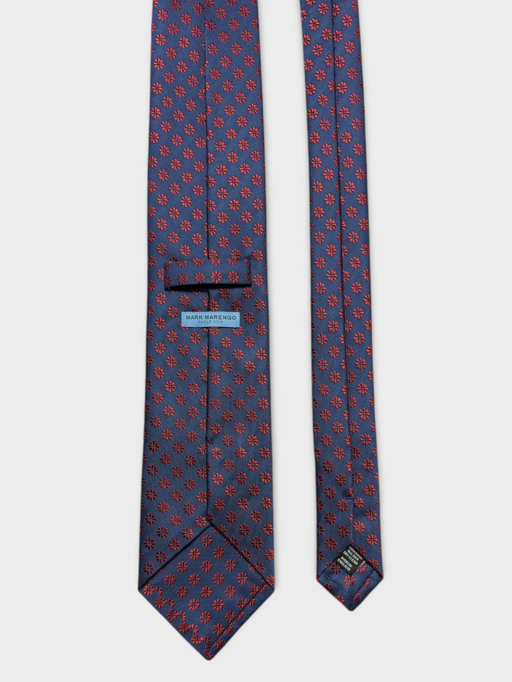 Blue Flower Jacquard Silk Tie