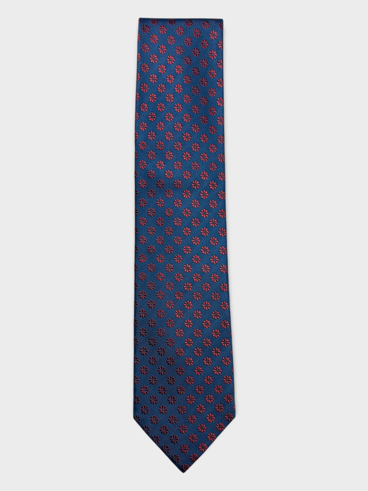 Blue Flower Jacquard Silk Tie