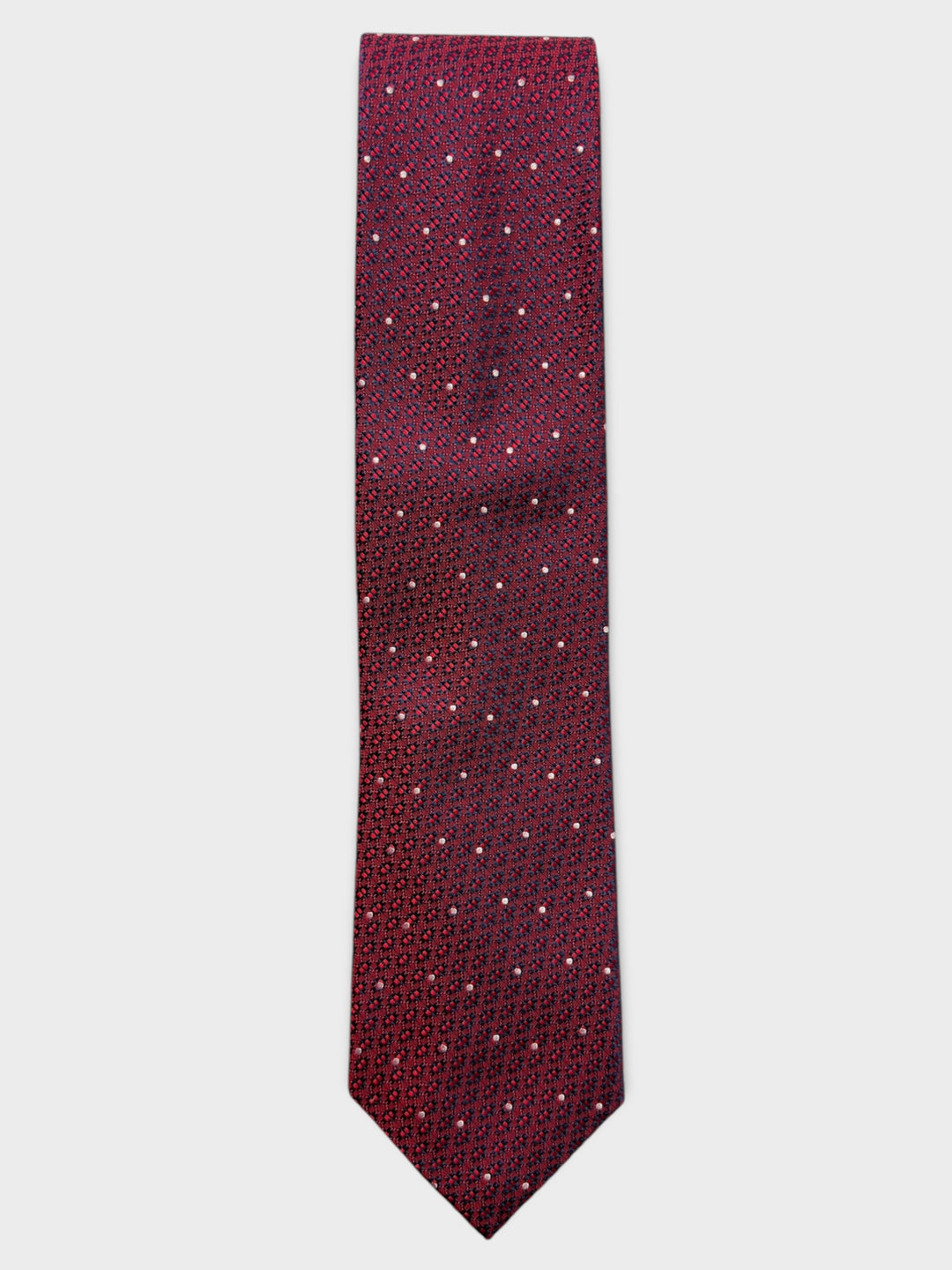 Burgundy & White Dot Jacquard Silk Tie
