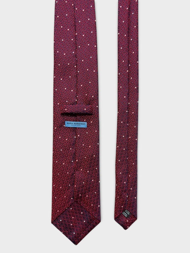 Burgundy & White Dot Jacquard Silk Tie