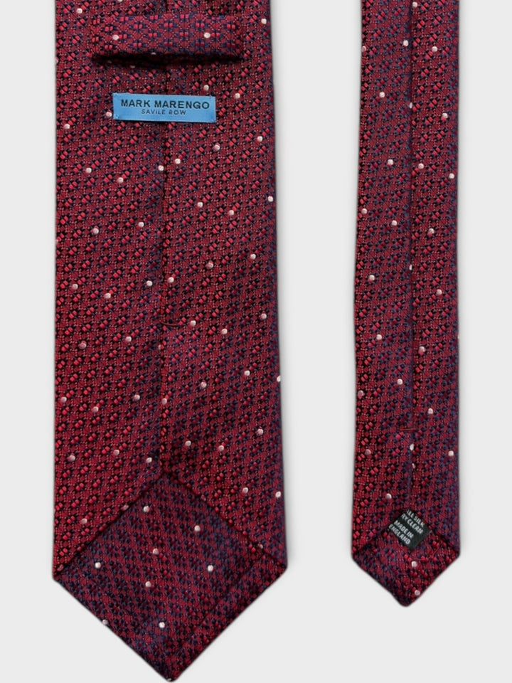 Burgundy & White Dot Jacquard Silk Tie