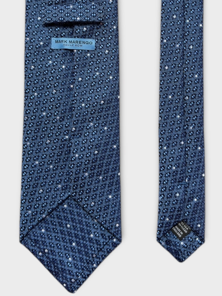Steel Blue & White Dot Jacquard Silk Tie