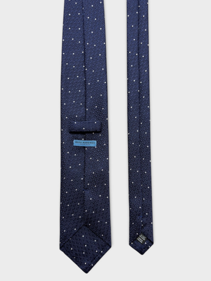 Navy & White Dot Jacquard Silk Tie
