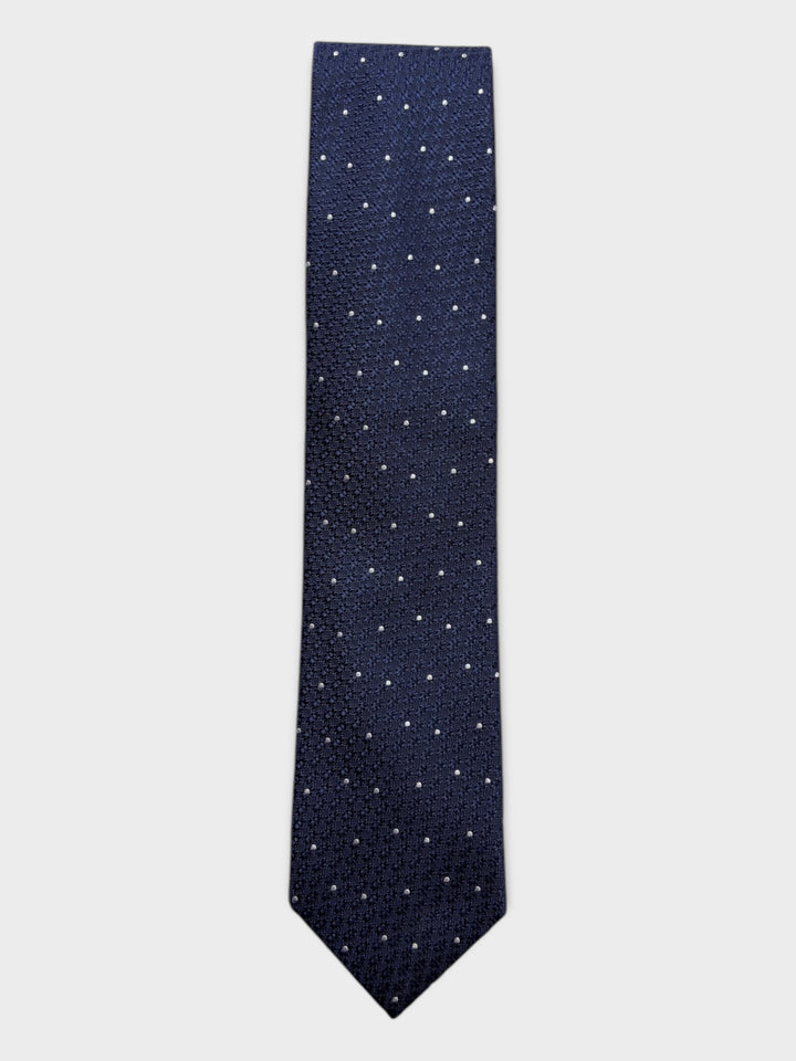 Navy & White Dot Jacquard Silk Tie