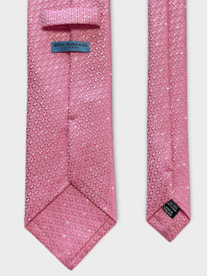 Pink & White Dot Jacquard Silk Tie