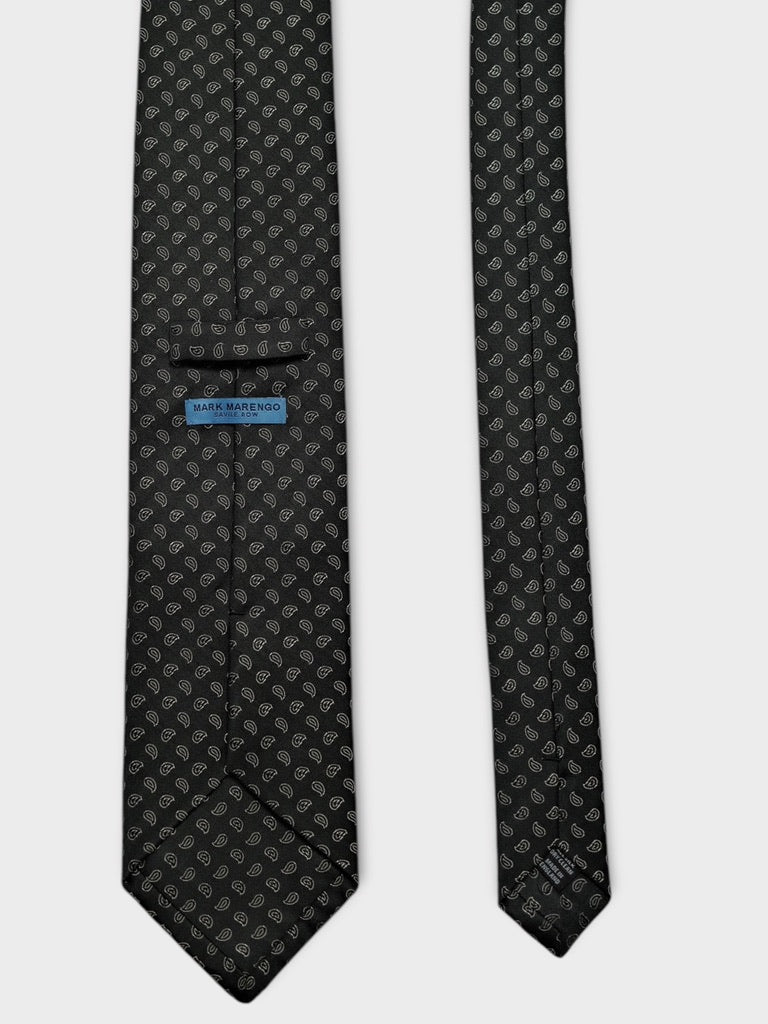 Black  Micro Paisley Jacquard Silk Tie