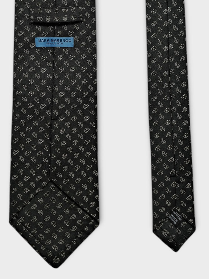 Black  Micro Paisley Jacquard Silk Tie