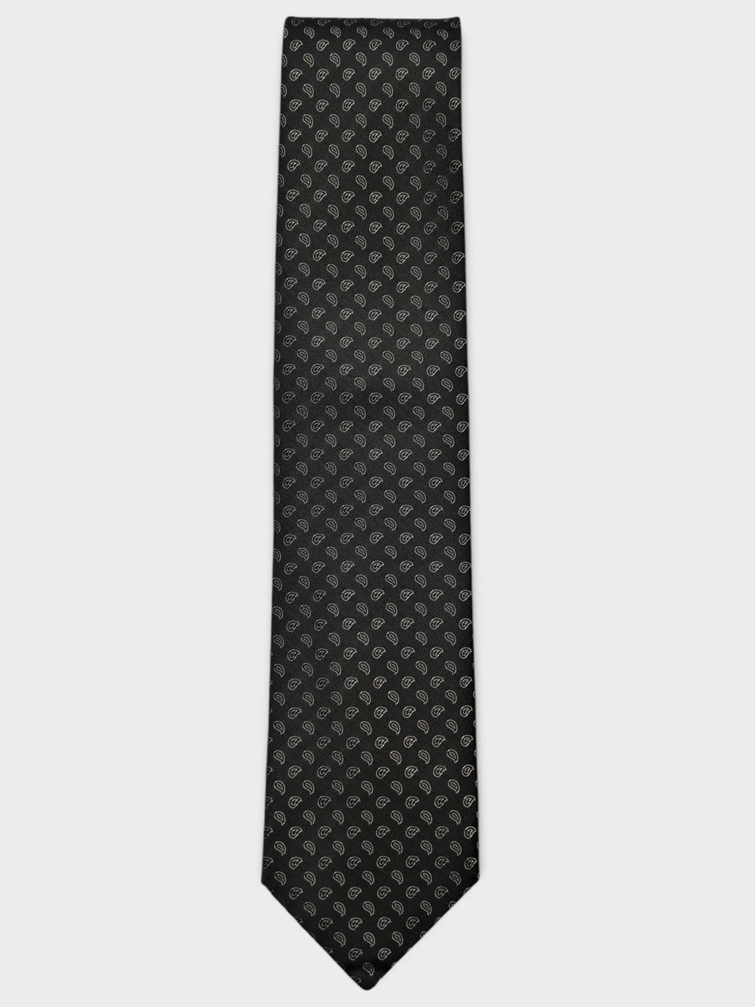 Black  Micro Paisley Jacquard Silk Tie
