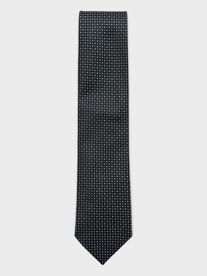 Black & White Multi Dot Jacquard Silk Tie