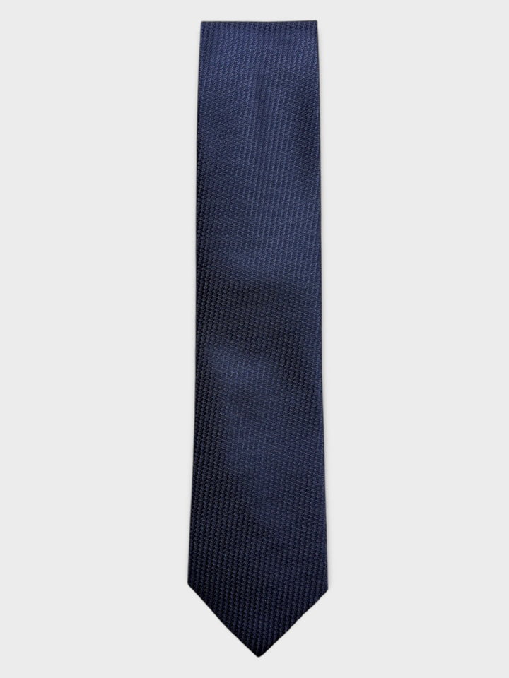 Navy Textured Jacquard Silk Tie