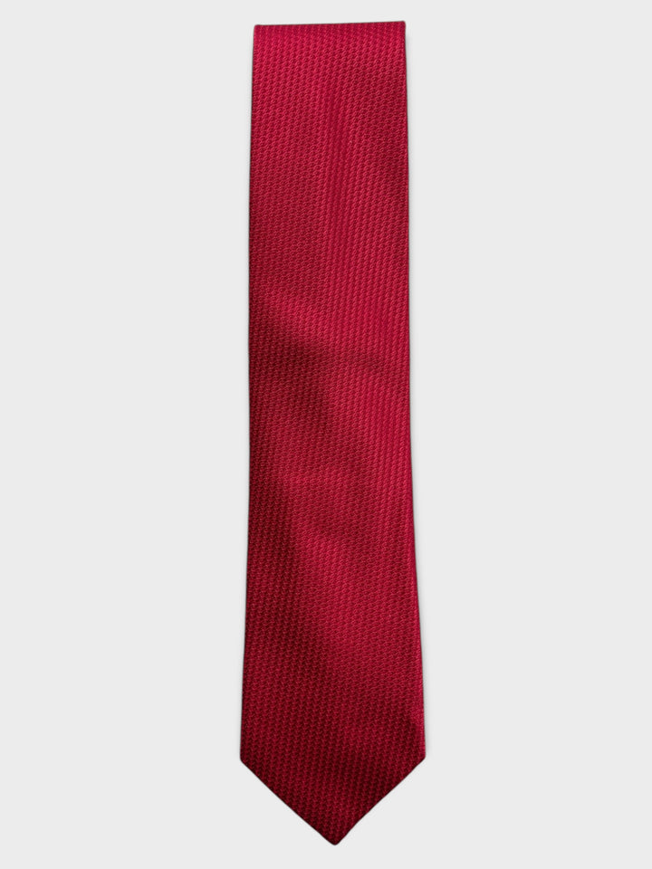 Red Textured Jacquard Silk Tie