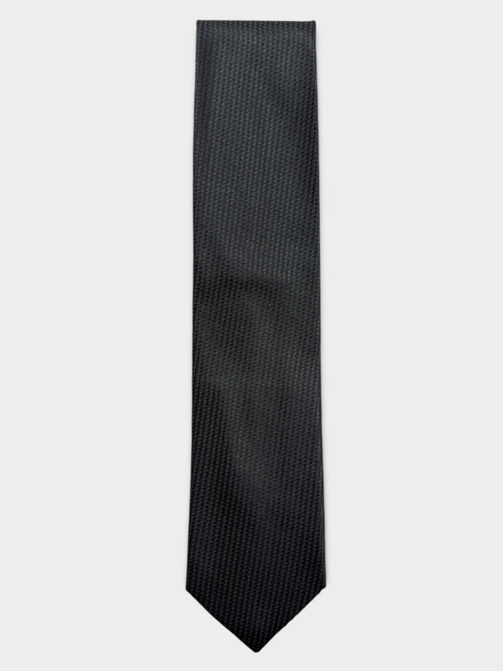 Black Textured Jacquard Silk Tie