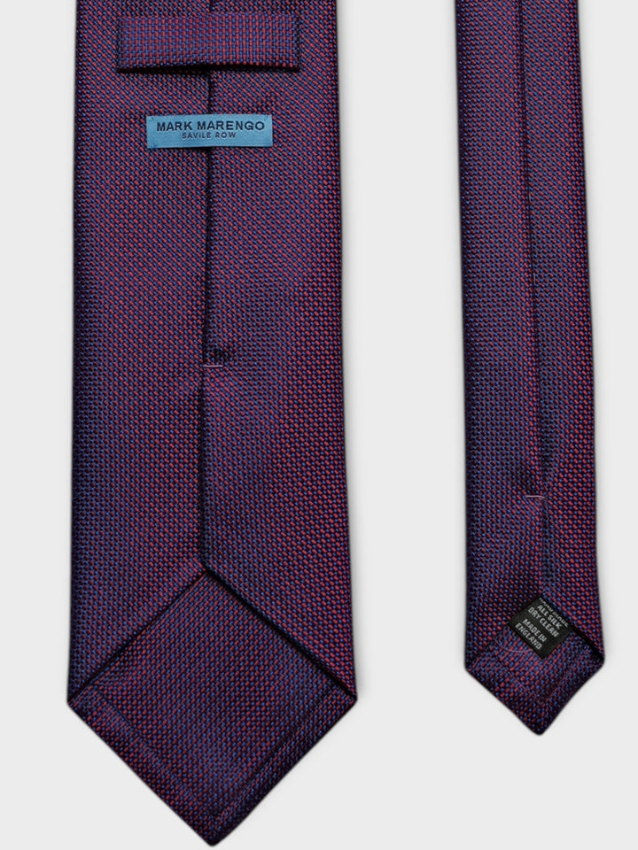 Red Blue Textured Jacquard Silk Tie