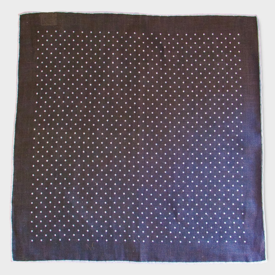 Navy Sky Polka Dot Linen Pocket Square