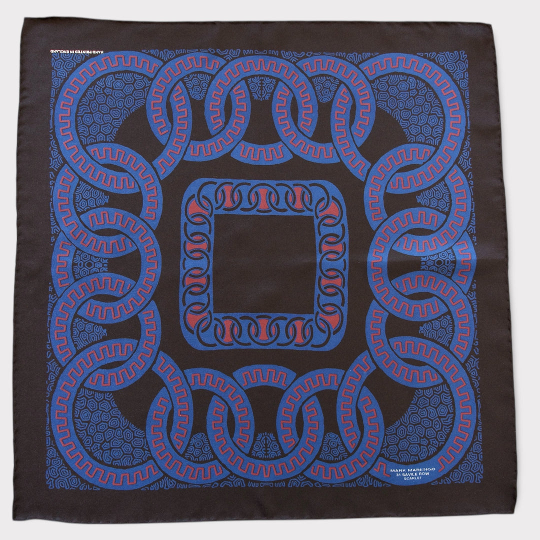 Black Silk Pocket Square - Romanesque Design