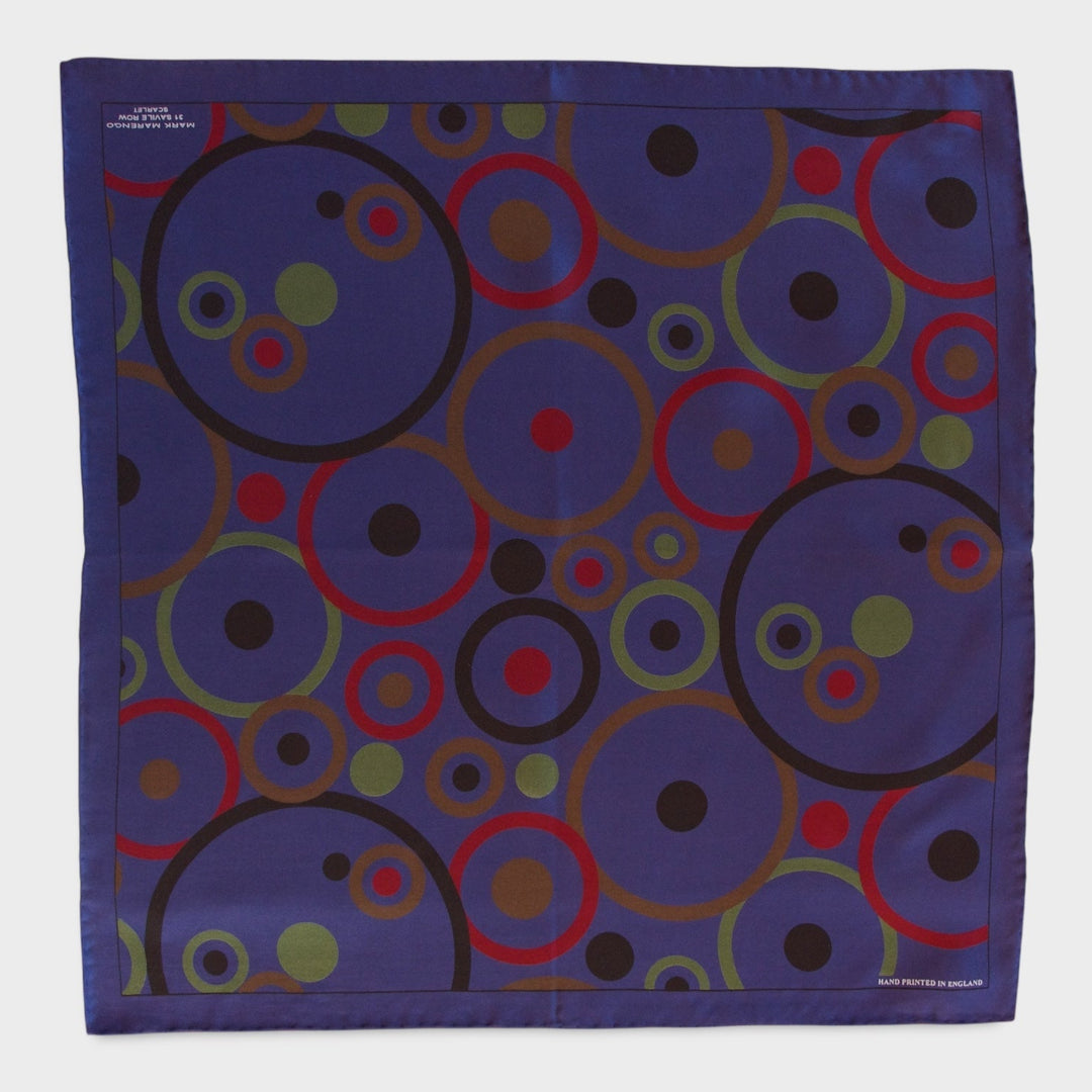 Blue Silk Pocket Square - Concentric Circles Designs
