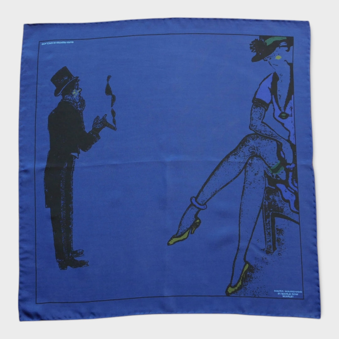 Blue Silk Pocket Square - Flapper and Dandy Design