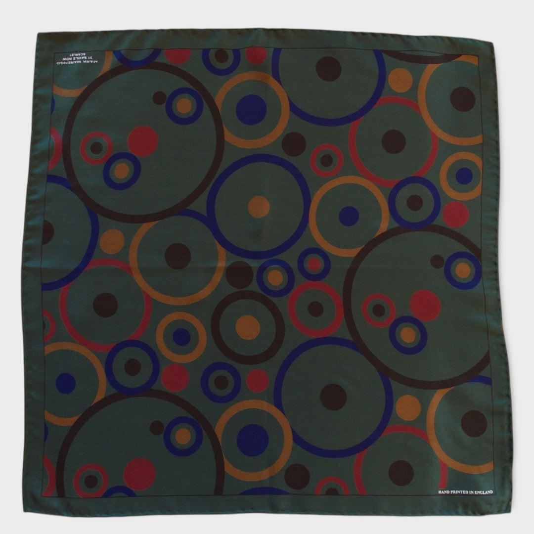 Green Silk Pocket Square - Concentric Circles Design
