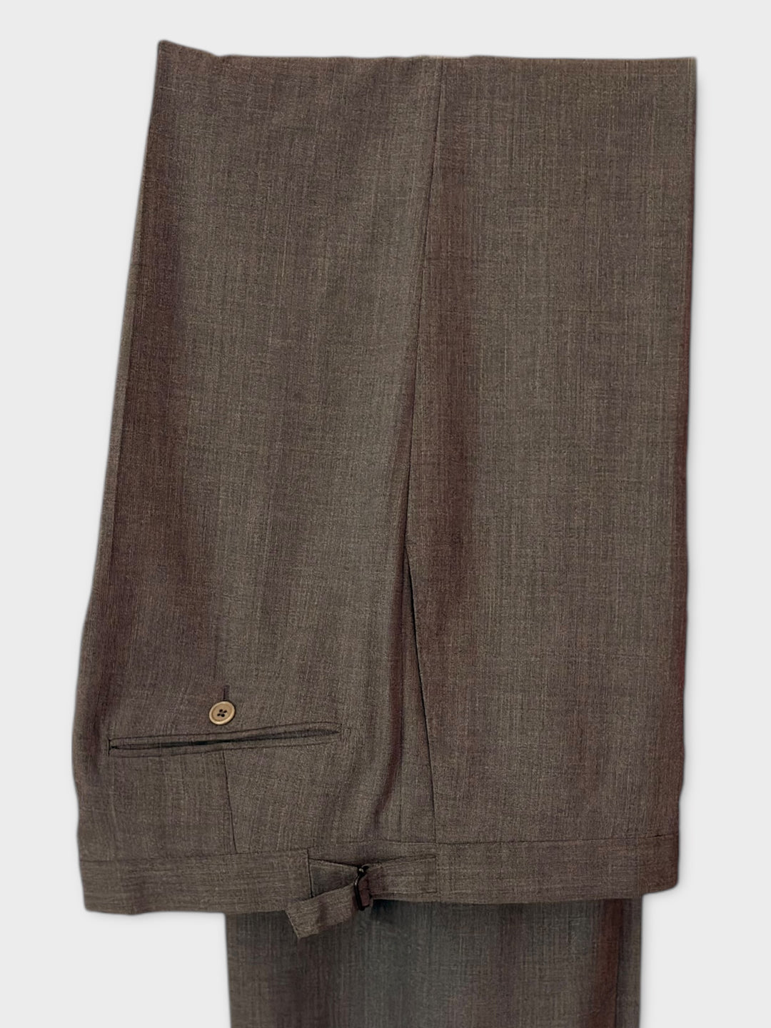 Grey Tropical Wool Tailored Trouser With Beige Nut Button