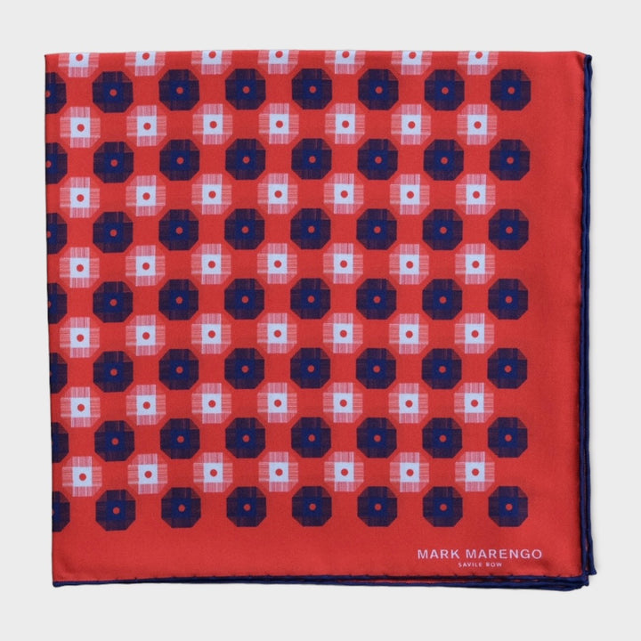 Red Silk Medallion Pocket Square