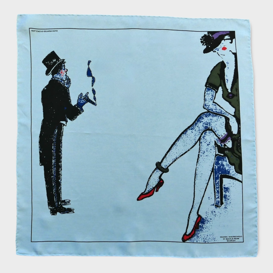 Light Blue Silk Pocket Square - Flapper and Dandy Design