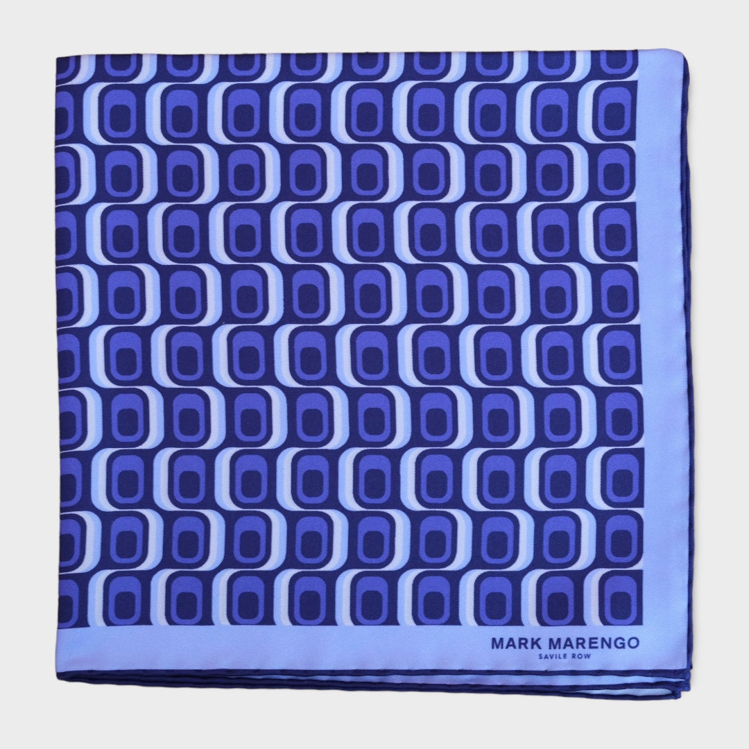 Blue Silk Psychedelic Pocket Square