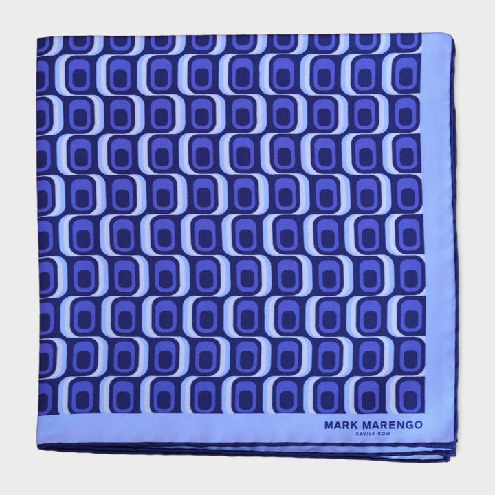 Blue Silk Psychedelic Pocket Square