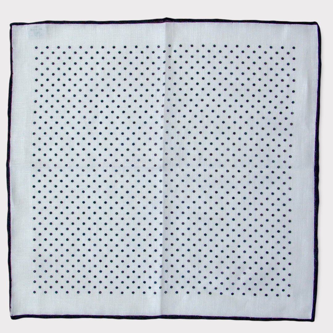 Pochette de costume en lin à pois blancs et noirs