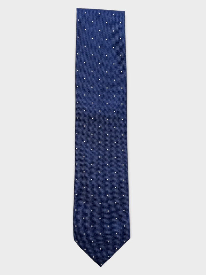 Navy Micro Dot Jacquard Silk Tie