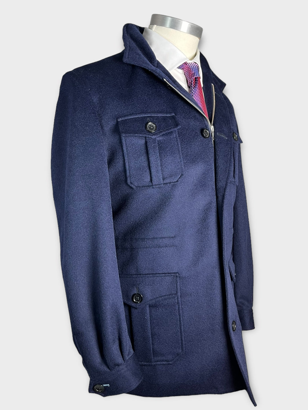 Navy Field Jacket With Hood