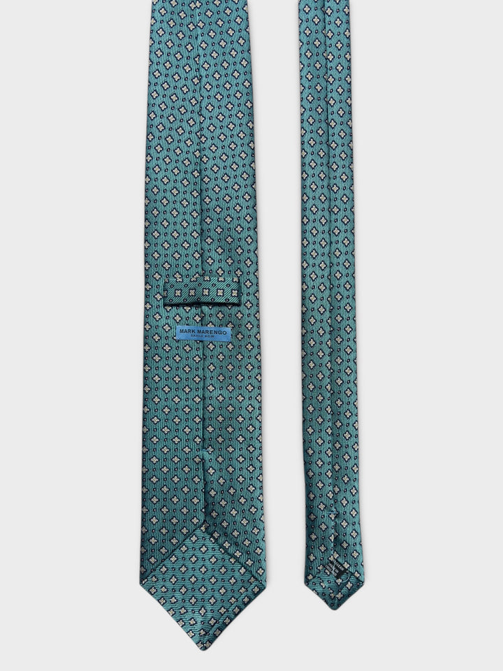 Teal Flower Dot Jacquard Silk Tie