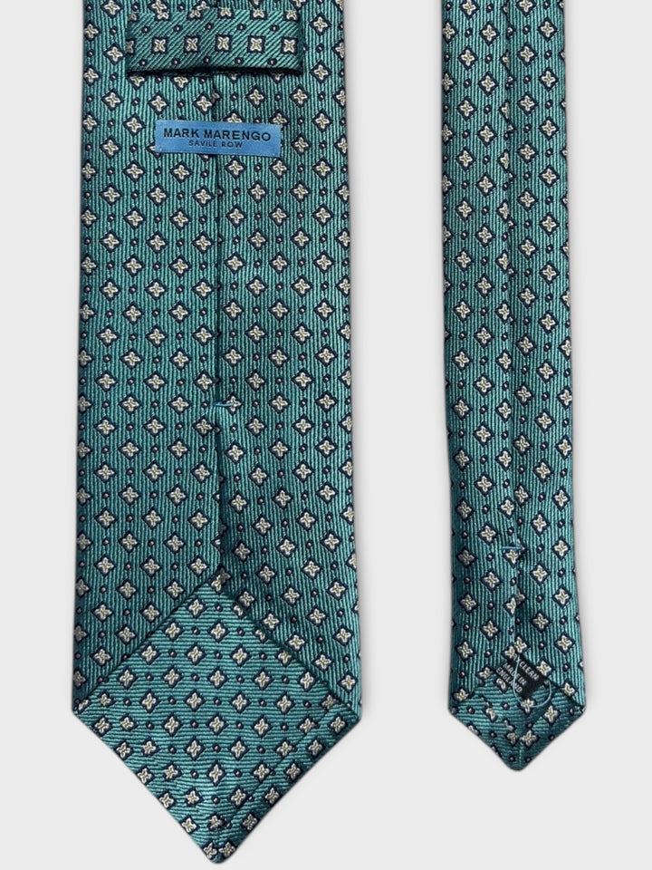 Teal Flower Dot Jacquard Silk Tie